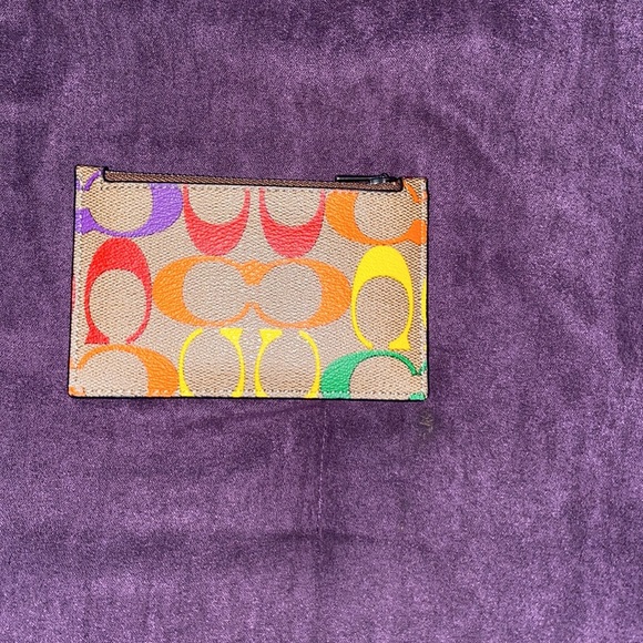 Coach Bags Coach Zip Card Case In Rainbow Signature Canvas Poshmark